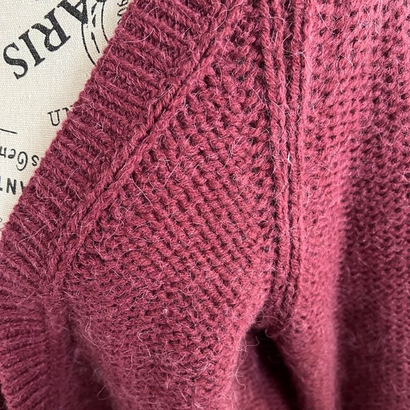Aritzia Talula V-neck Wool Cardigan, Burgundy, Medium - Picture 7 of 11